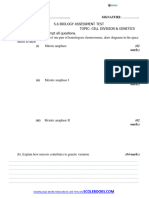 s6 Cell Division & Genetics Test October BK Joshua 2021 PDF Revision Past Papers