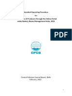 Standard Operating Procedure For Registration of Producers Through The Online Portal Under Battery Waste Management Rules, 2022