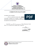 Certification: Department of Education