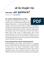 ¿Por Qué La Mujer No Debe Ser Pastora