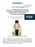 Sotheby's Sale of Fine Watches To Feature Limited-Edition Watch by George Daniels