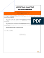 Município de Carlópolis Estado Do Paraná: Concurso Público 001/2024 Edital de Homologação Das Inscrições Publicação Nº