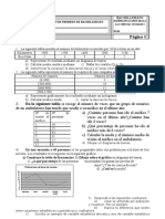 Examen Estadística Descriptiva para Primero de Bachillereato Sociales