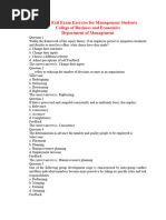 Hawassa MGMT Department MODEL Exam With Answer