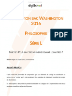 Correction Sujet 2 Philosophie Bac L Washington 2016