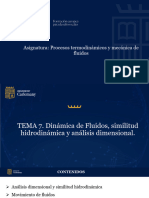 Tema 7 - Dinámica de Fluidos. Similitud Hidrodinámica y Análisis Dimensional - Apuntes