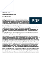 Adverse Possession Letter