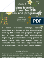 Deciding Learning Objectives For ESP Courses and Programs