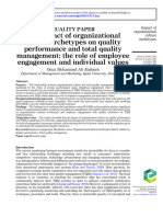 The Impact of Organizational Culture Archetypes On Quality Performance and Total Quality Management - The Role of Employee Engagement and Individual Values