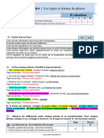 Correction Évaluation Les Types Et Formes de Phrase - 4ème