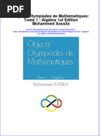 Objectif Olympiades de Mathématiques: Tome 1: Algèbre 1st Edition Mohammed Aassila Full Chapter Download PDF