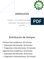 Hidrología: Clase 2. La Cuenca Hidrográfica Docente: Eduardo Luis Flores Quispe