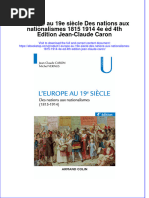 L Europe Au 19e Siècle Des Nations Aux Nationalismes 1815 1914 4e Éd 4th Edition Jean-Claude Caron Full Chapter Download PDF