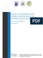 Sdo Nueva Ecija - 2022 - Joseph Voltaire L. Datu - Analysis of Learning Gaps During The Delivery of Distance Modular