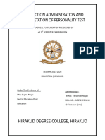 A Project On Administration and Interpretation of Personality Test