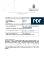 BBA - 2021 - Corporate Finance-BBA 2021 Course Outline-Prof - Sobhith