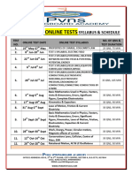 Fortnightly Online Test - Schedule & Syllabus - Class 12 Students