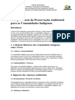 A Importância Da Preservação Ambiental para As Comunidades Indígenas