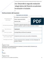 Examen - (AAB01) Cuestionario - Desarrolle La Segunda Evaluación Parcial Sobre La Sociología Básica Del Derecho Ecuatoriano A Partir de La Idea de Exclusión e Inclusión