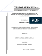 Analisis Estadistico de Las Condiciones de Vida de Ninas y Adolescentes Trabajadores en Xalapa Veracruz