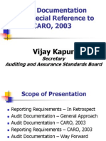 Audit Documentation With Special Reference To CARO, 2003: Vijay Kapur