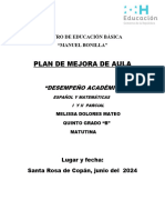 Formato de Plan de Mejora de Aula Manuel Bonilla 2024