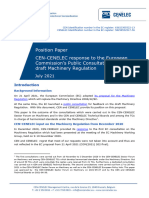 Position Paper CEN-CENELEC Response To The European Commission's Public Consultation On The Draft Machinery Regulation