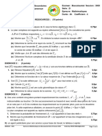 Maths Bac Serie D 2023