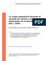 Carrizo Mercau de Coria y María Ver (... ) (2013) - La Carga Impositiva Durante El Reinado de CArlos I, Un Disparador de La Revolución de (... )