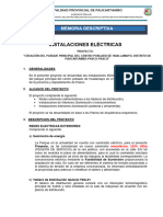 Memoria Descriptiva de Instalaciones Eléctricas