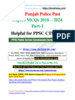 CTD Punjab Police Past Papers MCQs 2018 - 2024 Part-1