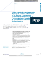 Validation de La Version Franciase Des Questionnaires de DÇpistage Du Syndrome D'asperger