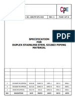 GEN-PIP-SPC-0016 Specification For Duplex Stainless Steel S31803 Piping Material