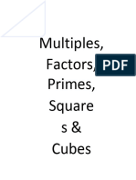 Multiples, Factors, Primes, Squares & Cubes Answers