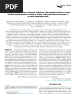 Consequences of Dietary Cinnamon and Ginger Oils Supplementation On Blood Biochemical Parameters, Oxidative Status, and Tissue Histomorphology of Growing Japanese Quails