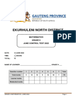 Grade 9 Mathematics June Control Test English QP