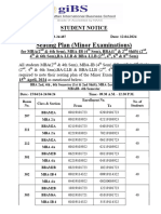 Seating Plan (Minor Examinations) : Student Notice