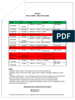 GRADE 5 Time Table