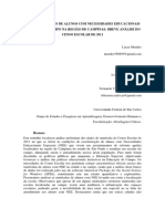 E03-A ESCOLARIZACaO DE ALUNOS COM NECESSIDADES EDUCACIONAIS ESPECIAIS NO CAMPO NA REGIAO DE CAMPINAS-BREVE ANALISE DO CENSO ESCOLAR DE 2011