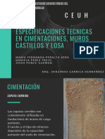 Especificaciones Tecnicas en Cimentaciones, Muros Castillos y Losa