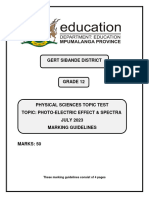 Topic Test Memo (Photoelectric Effect 2023)