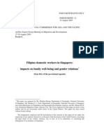 Filipino Domestic Workers in Singapore: Impacts On Family Well-Being and Gender Relations