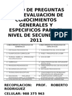 Banco de Preguntas para Evaluacion de Conocimientos Generales 2011