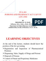 Pca 401 Poisons & Pharmacy Act Cap535 LFN 1990