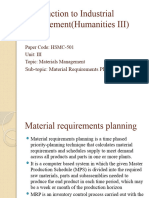 Materials Requirement Planning 