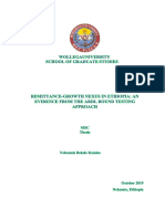 The Effect of Remittance On Economic Growth of Ethiopia: A Time Series Analysis