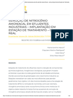 REMOÇÃO DE NITROGÊNIO AMONIACAL EM EFLUENTES INDUSTRIAIS - IMPLANTAÇÃO EM ESTAÇÃO DE TRATAMENTO - CASO REAL - ISSN 1678-0817 Qualis B2