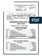 MBA - II Year Admission Notice