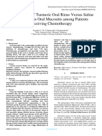 Effectiveness of Turmeric Oral Rinse Versus Saline Oral Rinse On Oral Mucositis Among Patients Receiving Chemotherapy