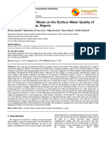 Effects of Abattoir Waste On The Surface Water Quality of Dei-Dei River, Abuja, Nigeria